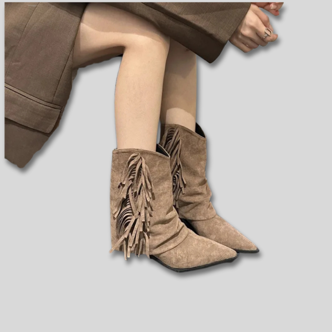 Women's Suede Western Ankle Boots for Autumn