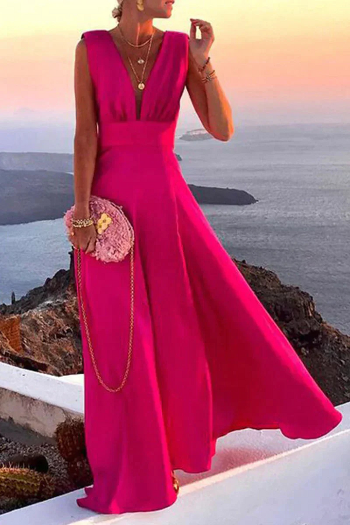 Women's Summer Maxi Dress for Wedding Guests in Pink