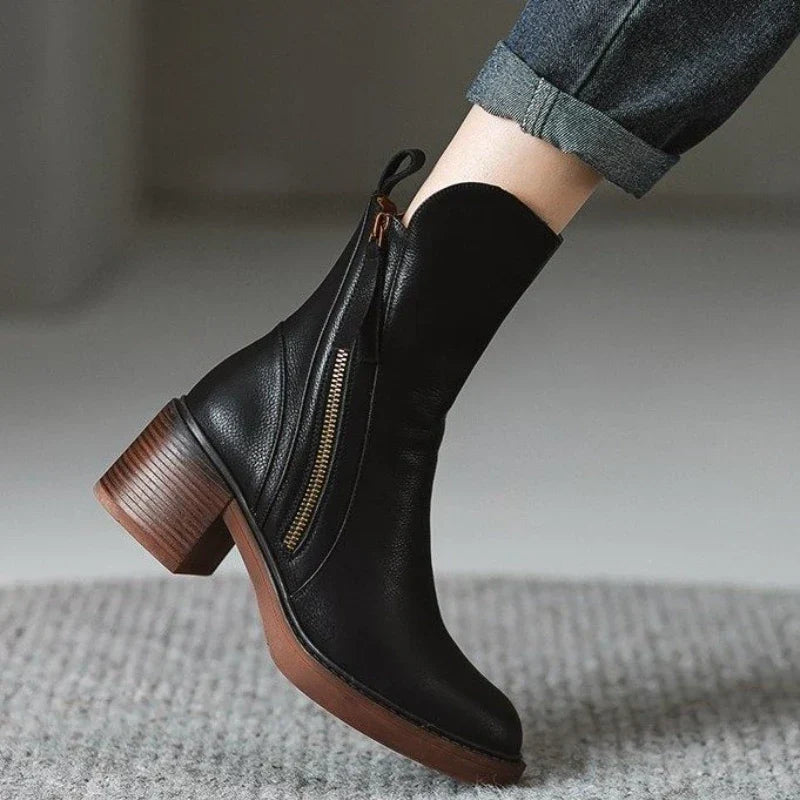 Women's Synthetic Ankle Boots with Block Heel (6)