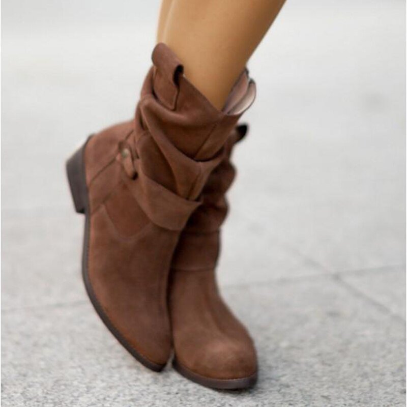Women's Synthetic Suede Ankle Boots in Dark Brown