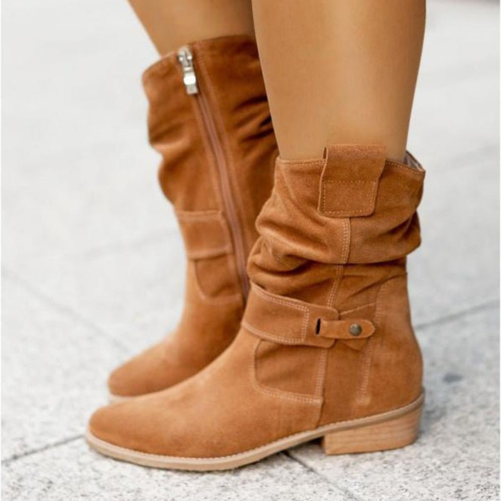 Women's Synthetic Suede Ankle Boots in Gelbbraun