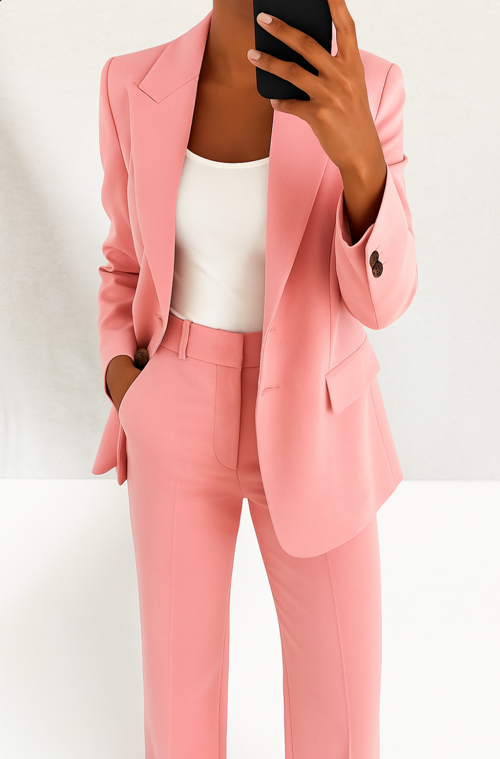 Women's Tailored Blazer and Trouser Set in Pink