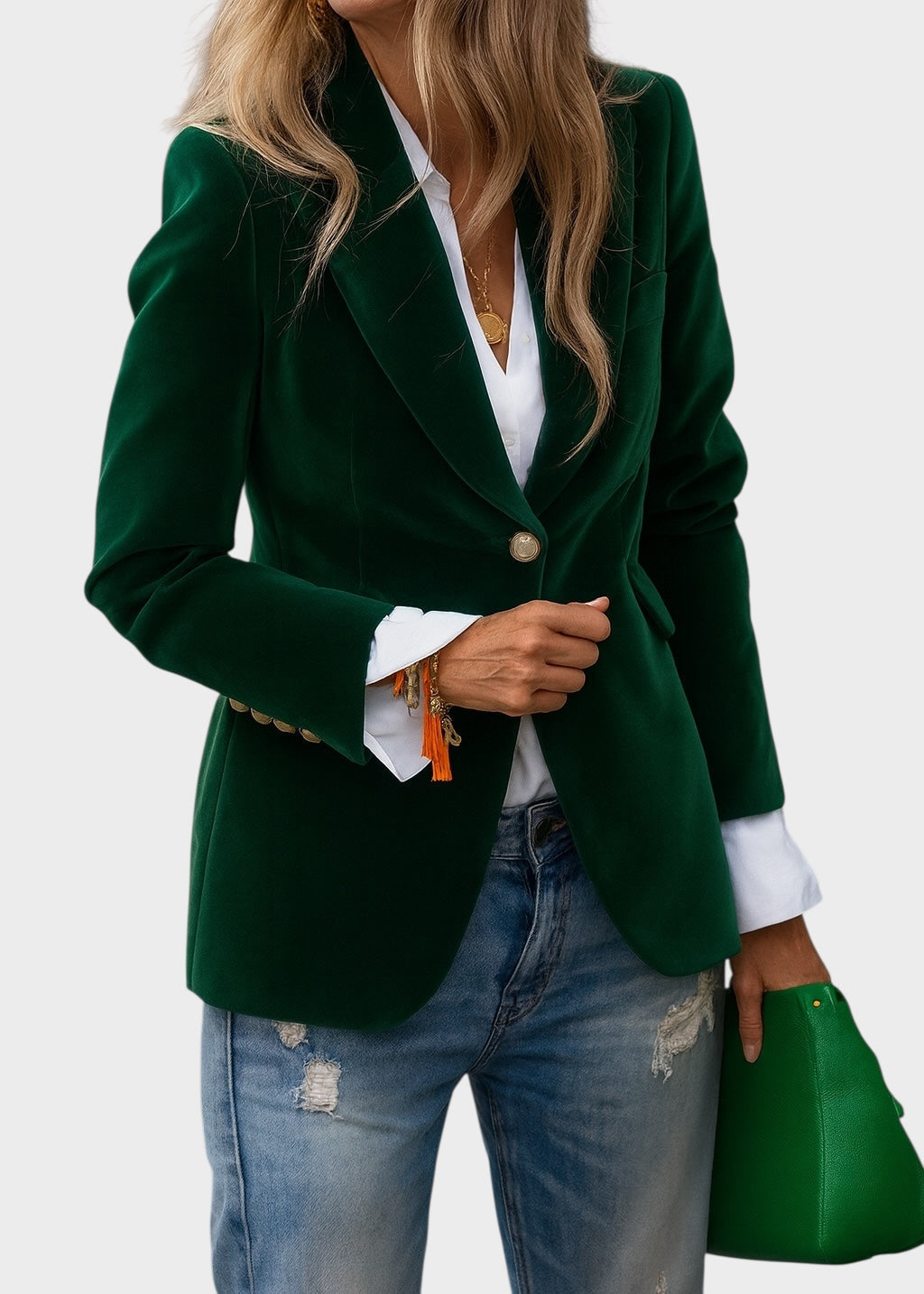 Women's Tailored Blazer for Everyday Elegance in Green