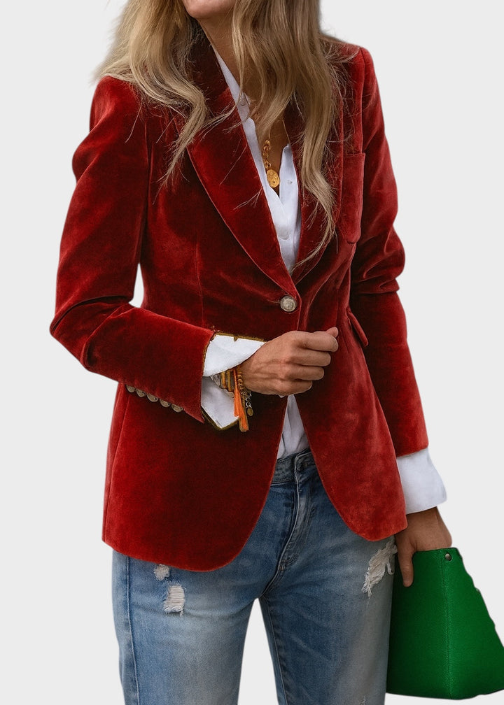 Women's Tailored Blazer for Everyday Elegance in Red