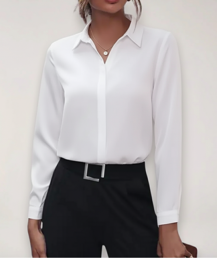 Women's Tailored Office Blouse for Spring in White