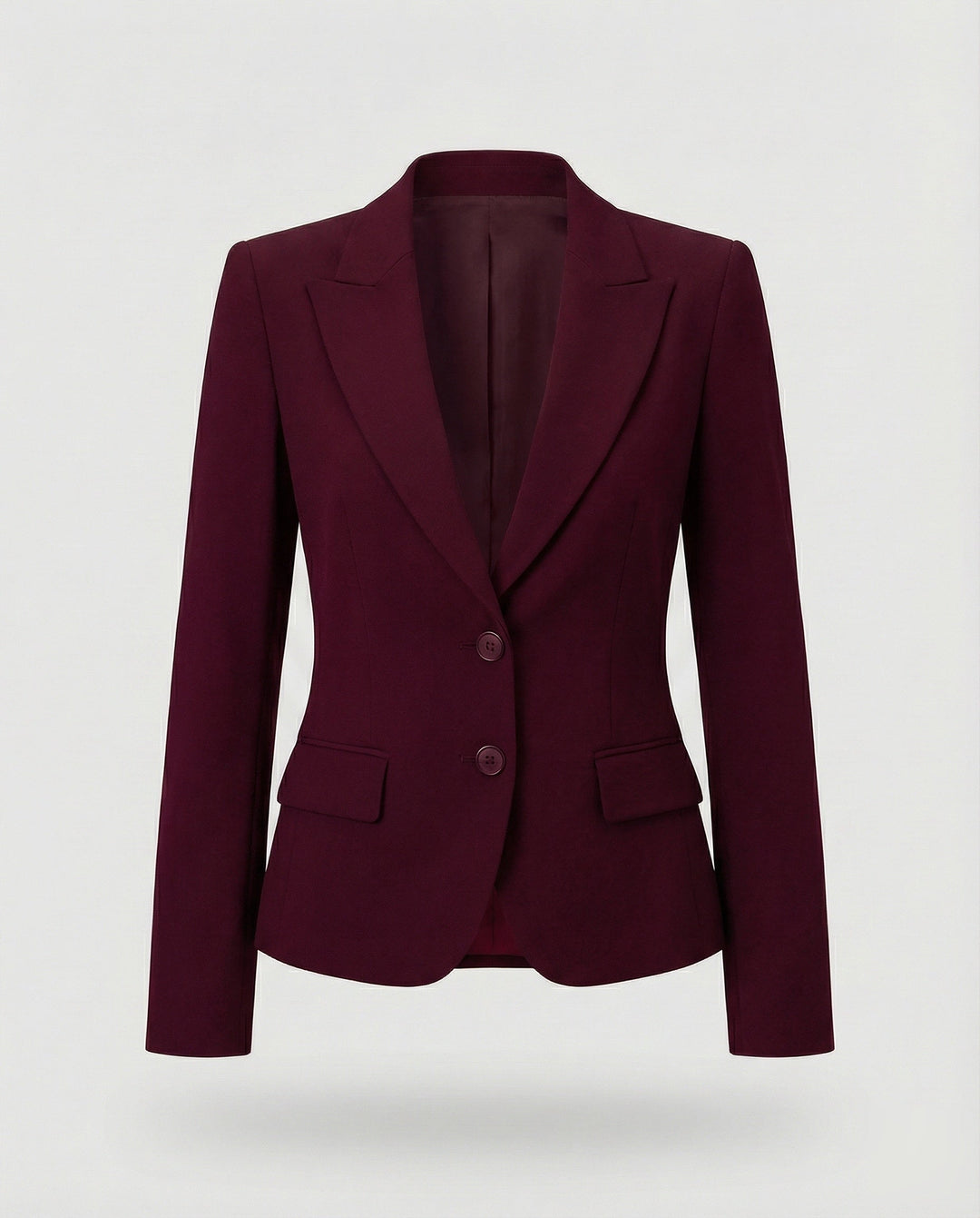 Women's Tailored Peplum Office Blazer in Burgundy