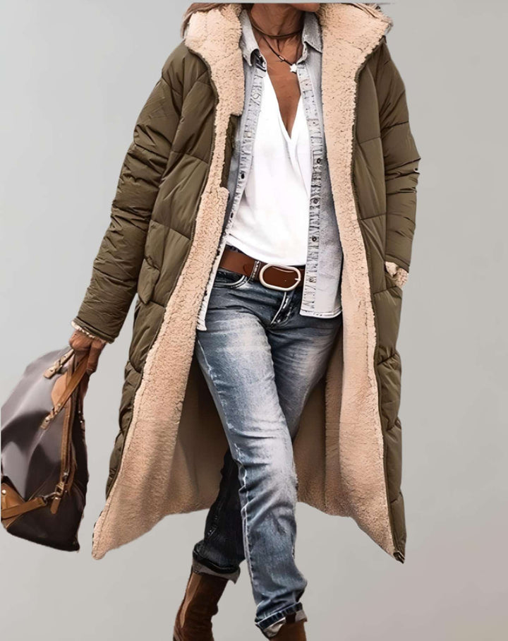 Women's Tailored Puffer Jacket for Autumn in Army Green