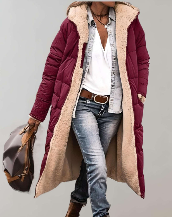 Women's Tailored Puffer Jacket for Autumn in Red