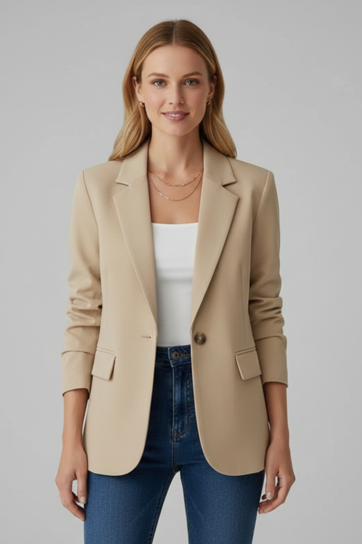 Women's Tailored Trench Coat Blazer in Beige