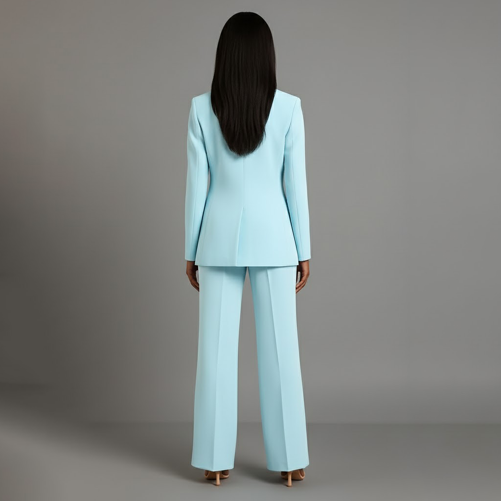 Women's Tailored Trench Coat Blazer Suit (13)