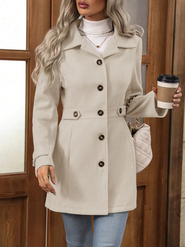 Women's Tailored Winter Trench Coat in Apricot