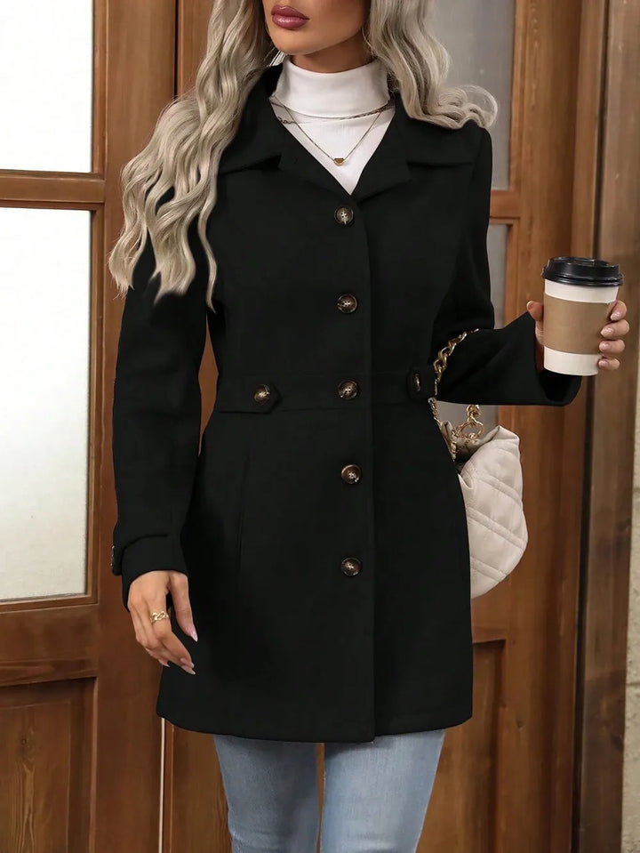 Women's Tailored Winter Trench Coat in Black