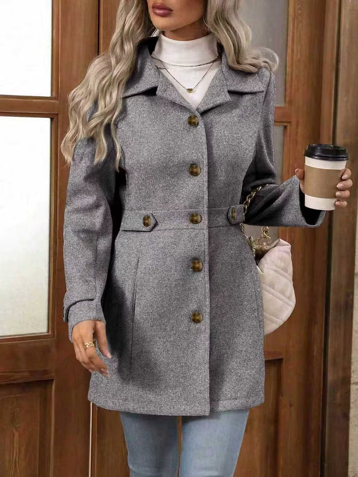 Women's Tailored Winter Trench Coat in Grey