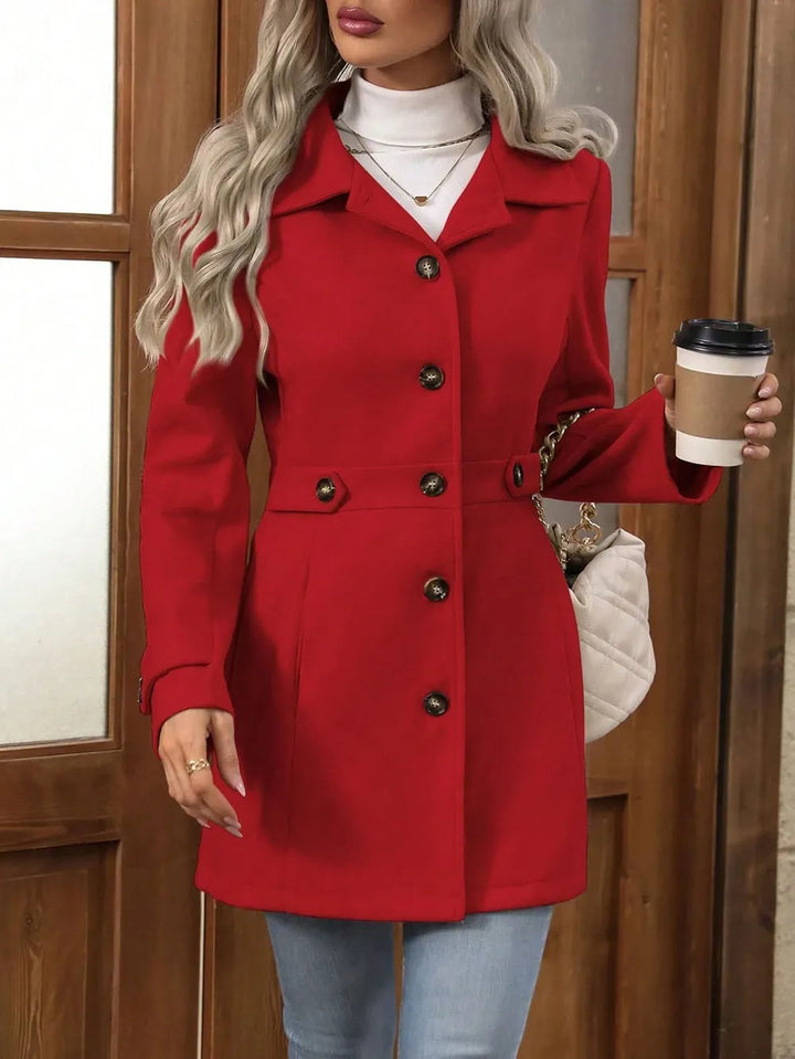 Women's Tailored Winter Trench Coat in Red