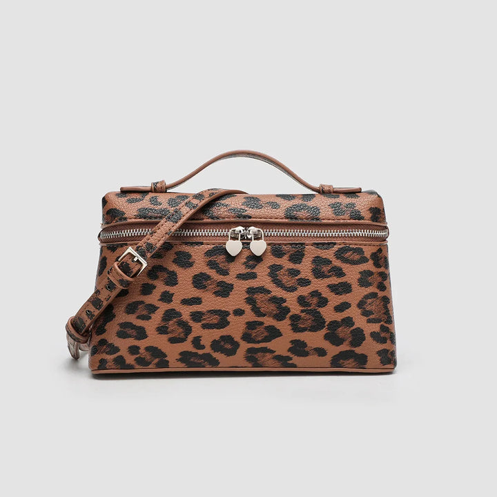 Women's Textured Leather Tote Bag for Everyday in Brown Leopard