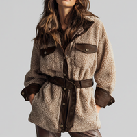 Lottie | Women's Textured Teddy Coat with Belted Waist
