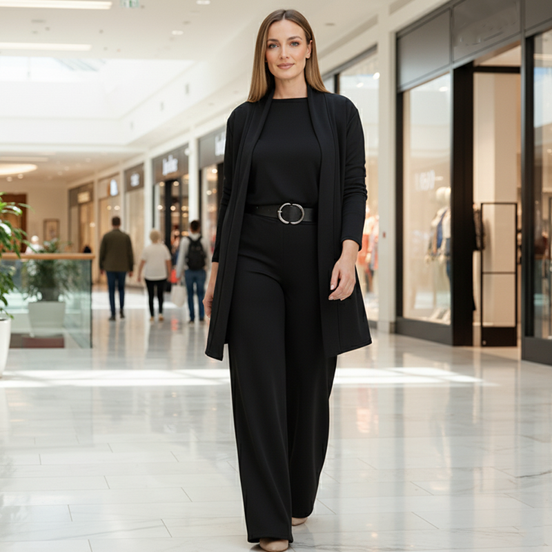 Women's Three-Piece Autumn Outfit Set in Black
