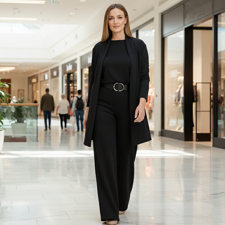 Women's Three-Piece Autumn Outfit Set in Black