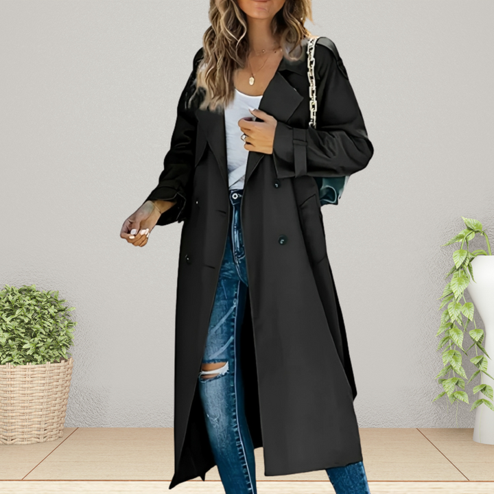 Women's Timeless Autumn Trenchcoat for Everyday Elegance in Black