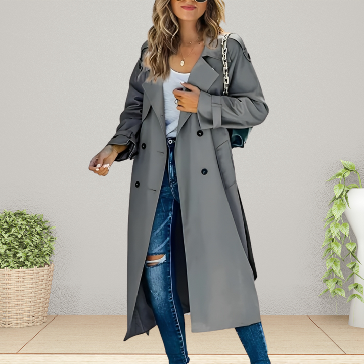 Women's Timeless Autumn Trenchcoat for Everyday Elegance in Grey