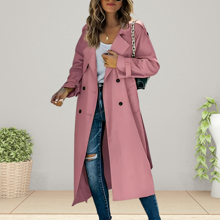 Women's Timeless Autumn Trenchcoat for Everyday Elegance in Pink