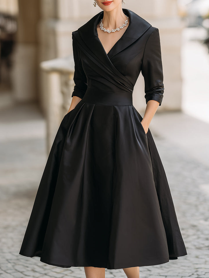 Women's timeless fall wedding guest dress in Black