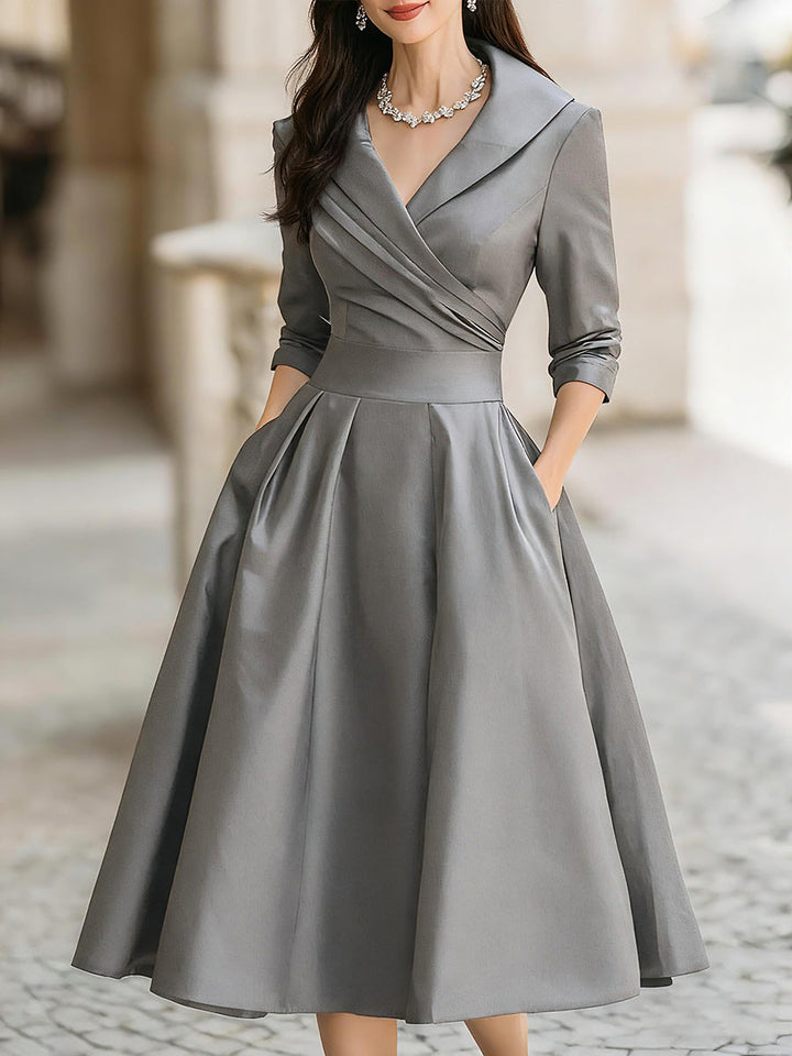 Women's timeless fall wedding guest dress in Grey