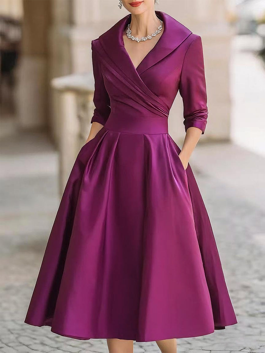 Women's timeless fall wedding guest dress in Purple