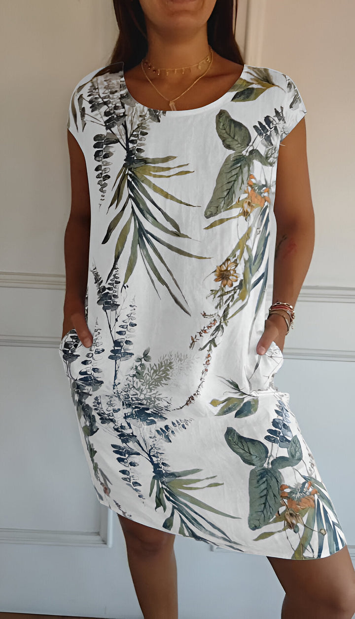 Women's Timeless Summer Dress in Weiß und Grün