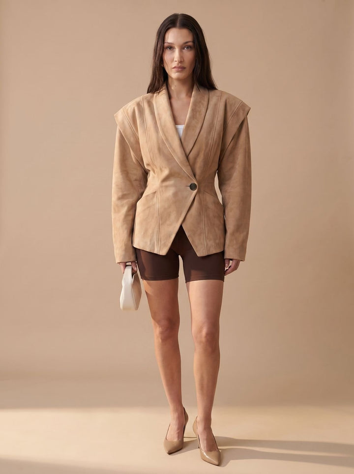 Women's Trench Coat Faux Suede Wrap in Light Brown