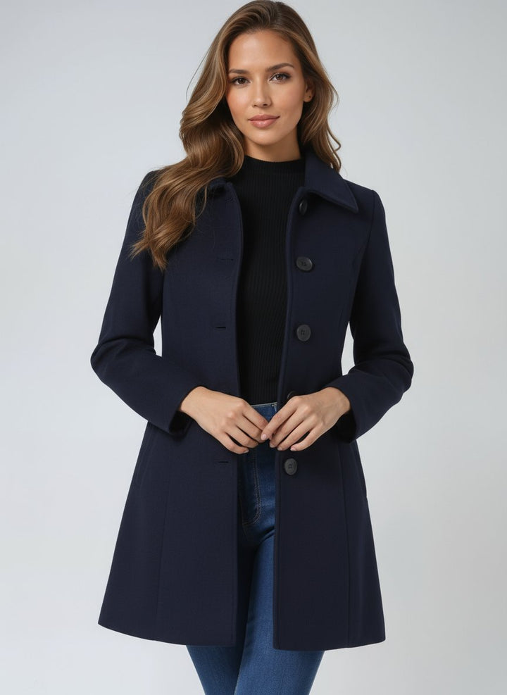 Women's Trench Coat for Winter Layering in Dark Blue