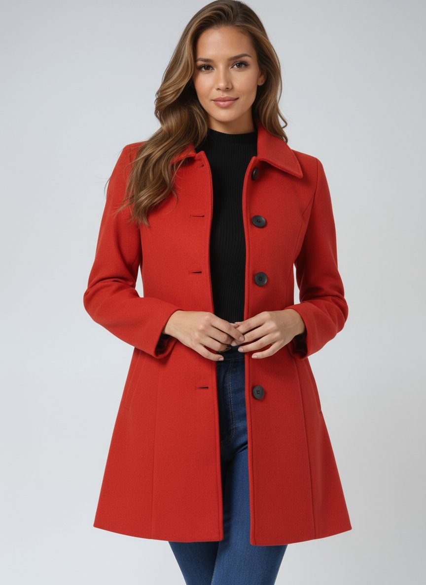 Women's Trench Coat for Winter Layering in Red