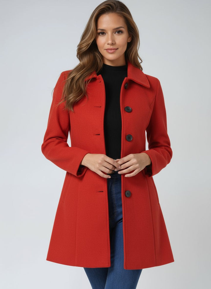 Women's Trench Coat for Winter Layering in Red