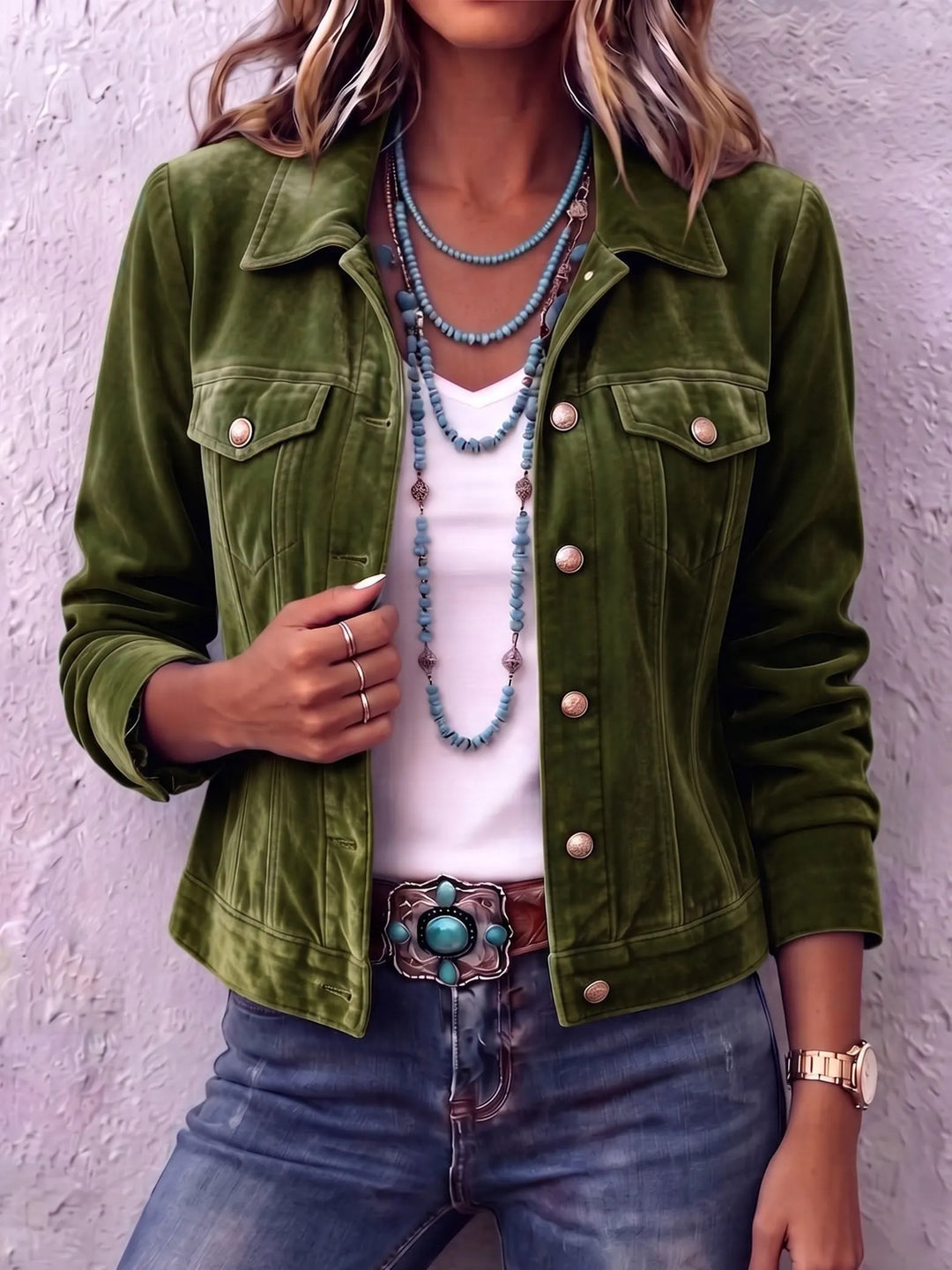 Women's Trench Coat in Vintage Wash in Green