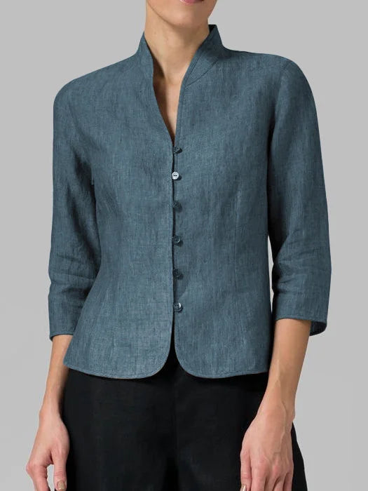 Women's Trench Coat Style Linen Blazer (2)