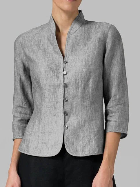 Women's Trench Coat Style Linen Blazer (3)