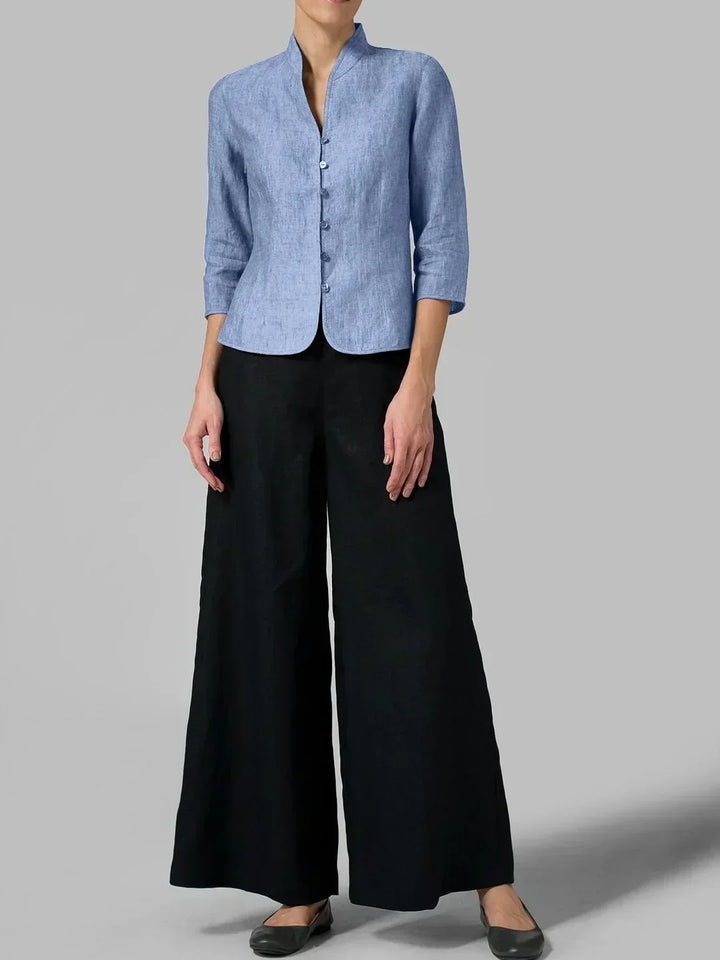 Women's Trench Coat Style Linen Blazer (7)