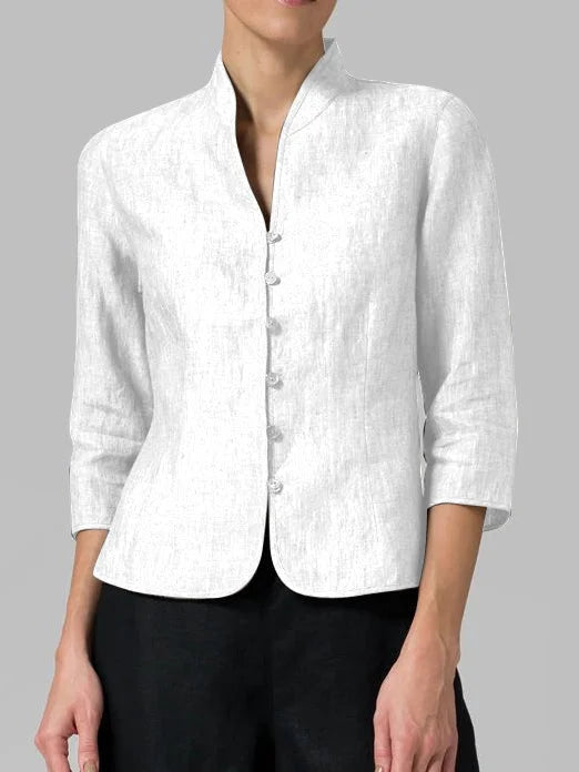Women's Trench Coat Style Linen Blazer in White