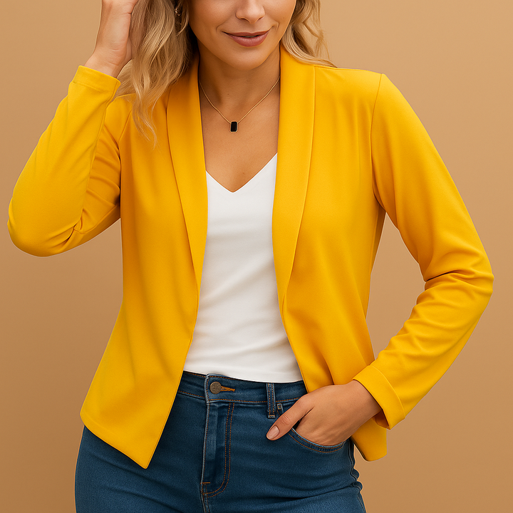 Women's Trench Coat Style Open-Front Jacket in Yellow