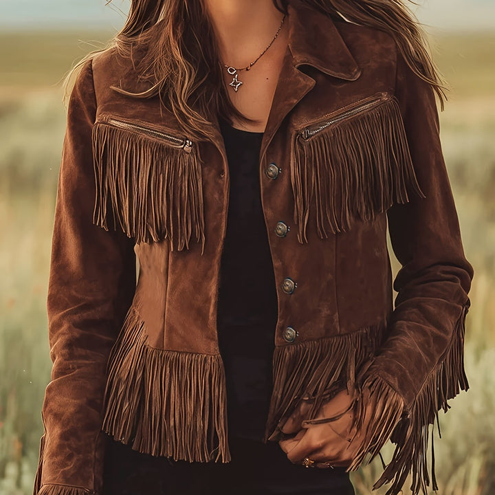 Women's Trench Coat Styled Western Jacket in Dark Brown