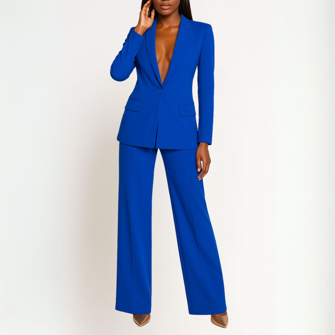 Women's Trench Coat Suit with Formal Tailoring in Royal blue