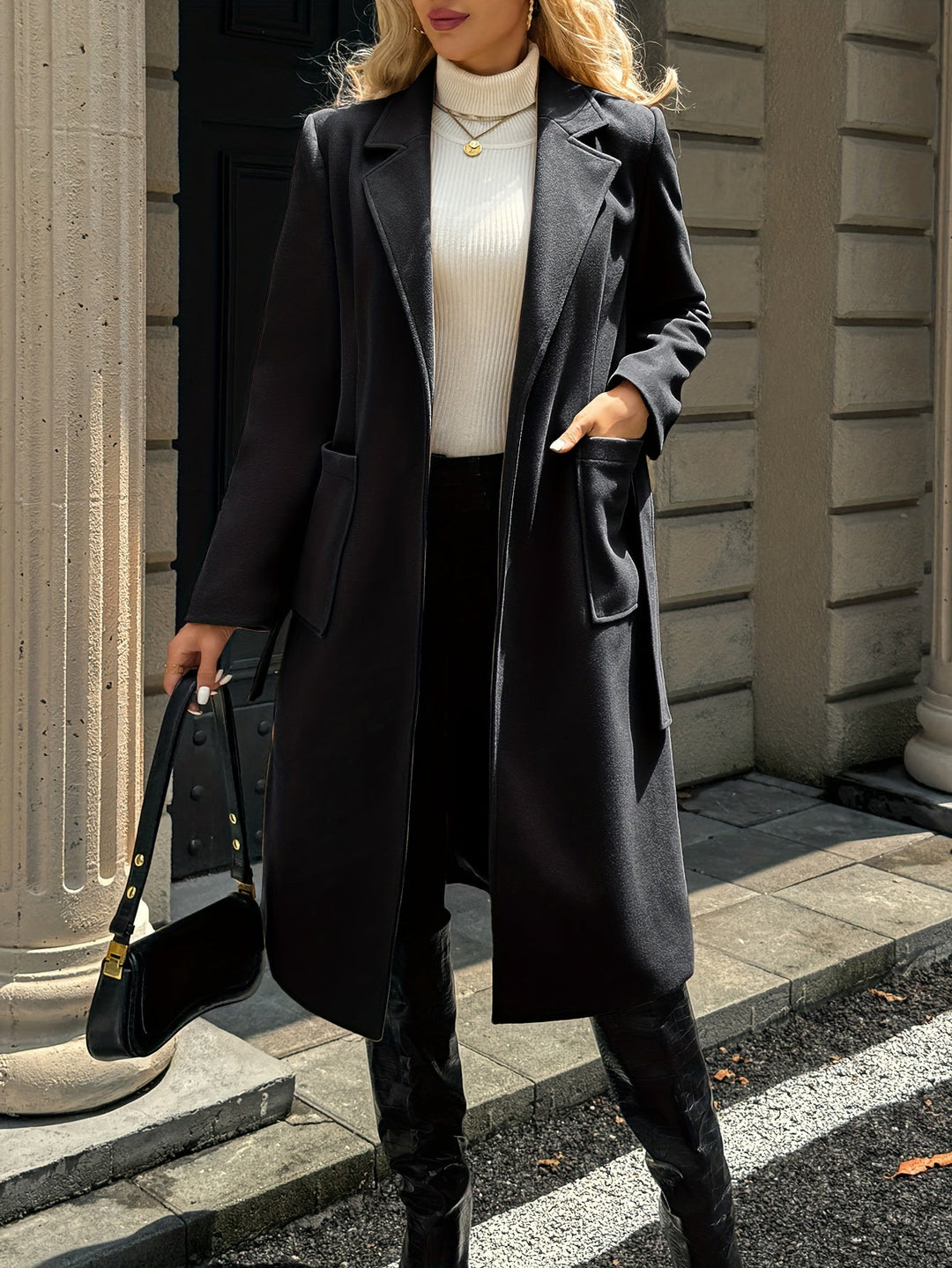 Women's Trench Coat with Belted Waist in Light Brown 16