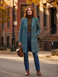 Emily | Women's Trench Coat with Check Pattern