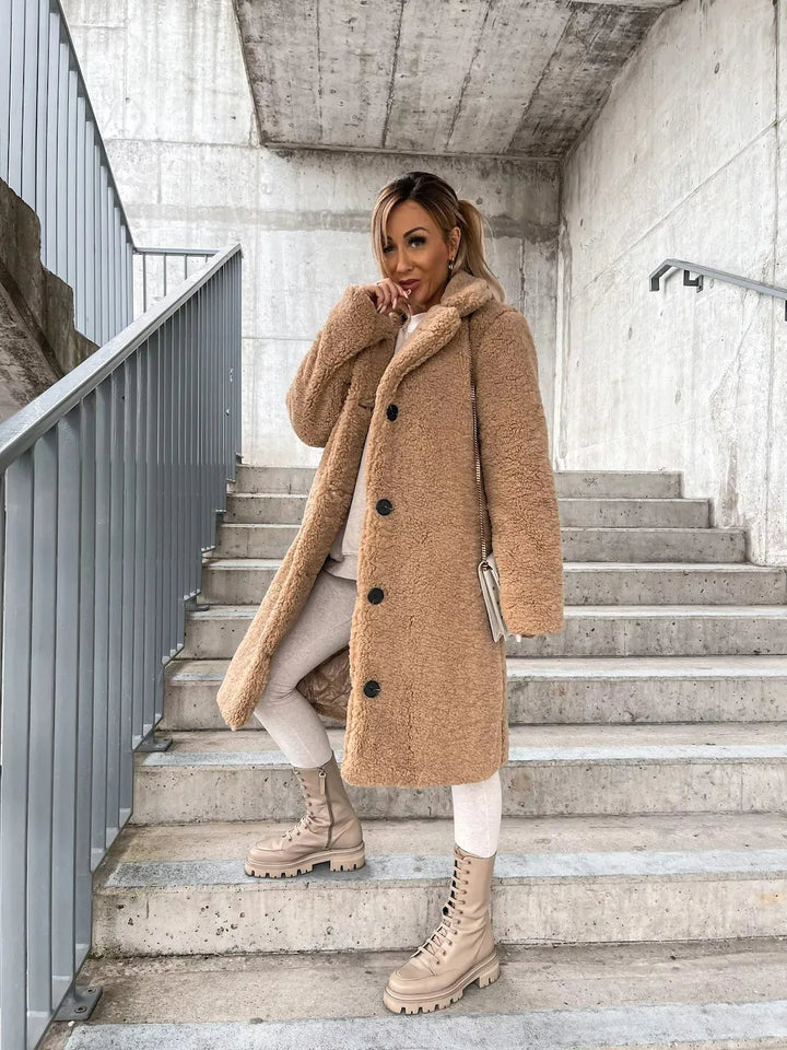 Women's Trenchcoat in Soft Polyester for Fall in Beige