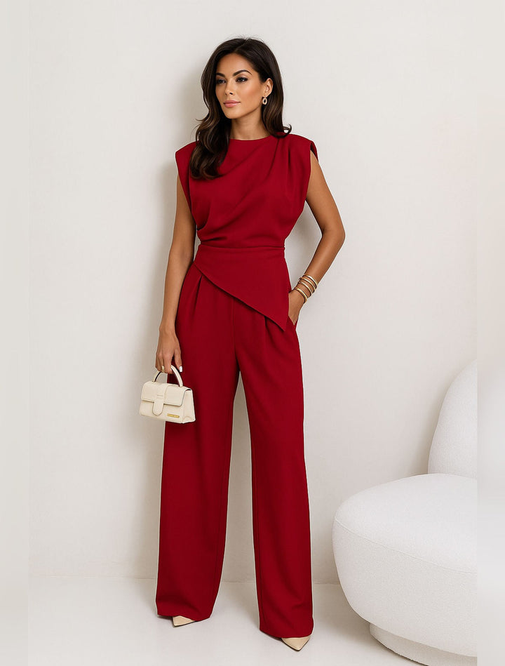 Women's Two-Piece Set for Everyday Elegance in Red