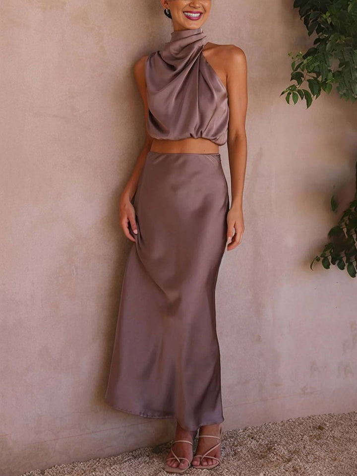 Women's Two-Piece Wedding Guest Set for Summer in Pastel green 3
