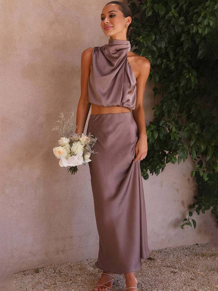 Women's Two-Piece Wedding Guest Set for Summer in Purple 1