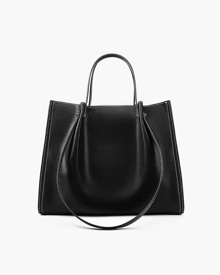 Women's Vegan Leather Minimalist Crossbody Laptop Bag in Black