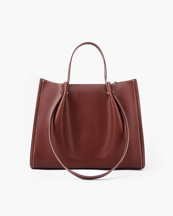 Women's Vegan Leather Minimalist Crossbody Laptop Bag in Brown