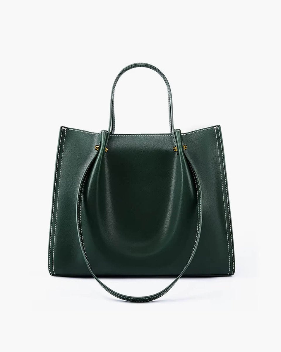 Women's Vegan Leather Minimalist Crossbody Laptop Bag in Green